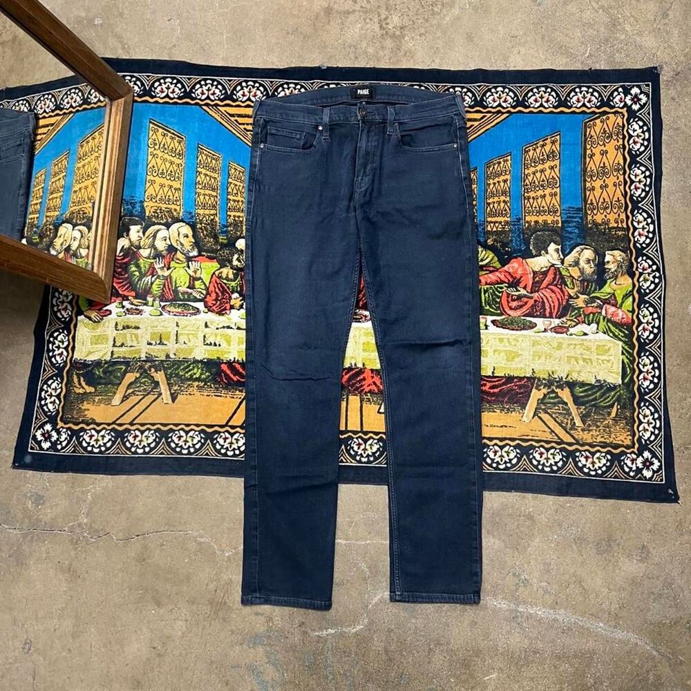 Blue Paige federal jeans men Size 34x34 Straight slim fit stacking western
